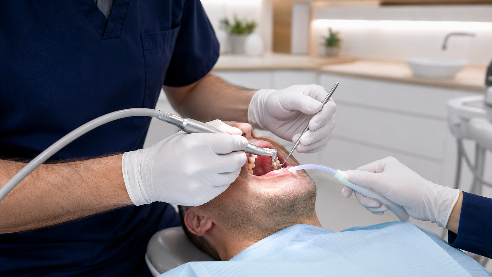 Patient échangeant avec son dentiste chez Ayodent à Herve